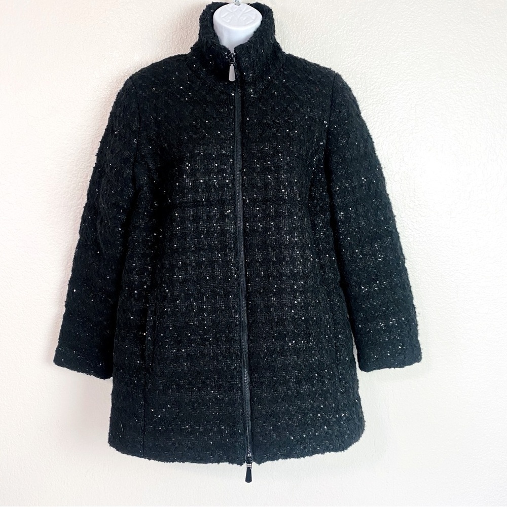 Chico’s Black Quilted Sparkle Tweed Jacket Size S